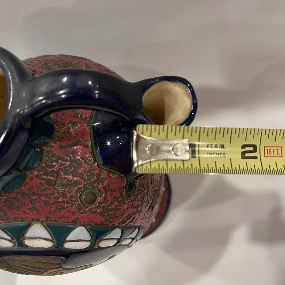 Antique Amphora ceramic vase Egypt art deco nouveau Czechoslovakia Marked Signed - Picture 12 of 16